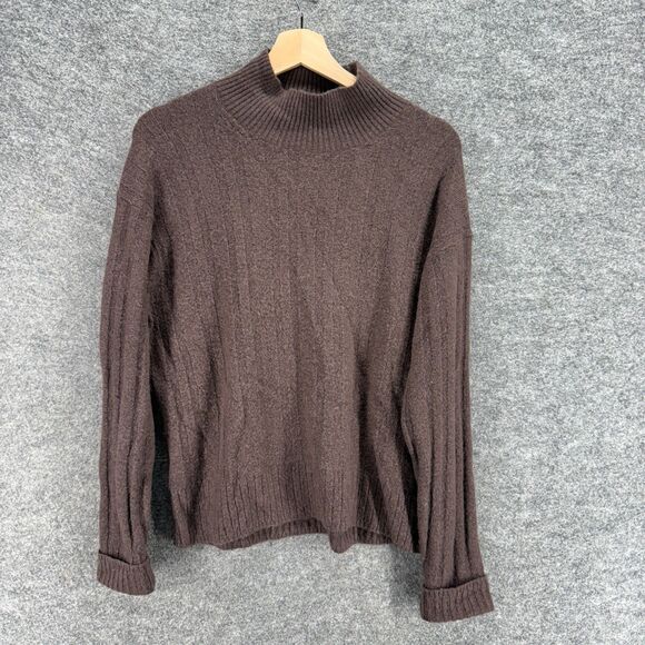 J. Crew Sweater Pullover Women M Medium Brown Knit Alpaca High Rise Long Sleeve - Picture 1 of 7